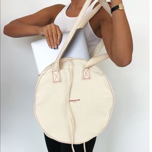 orseund iris tote canvas bag in red color print